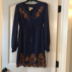 Beautiful Navy Blue Long Sleeve Dress